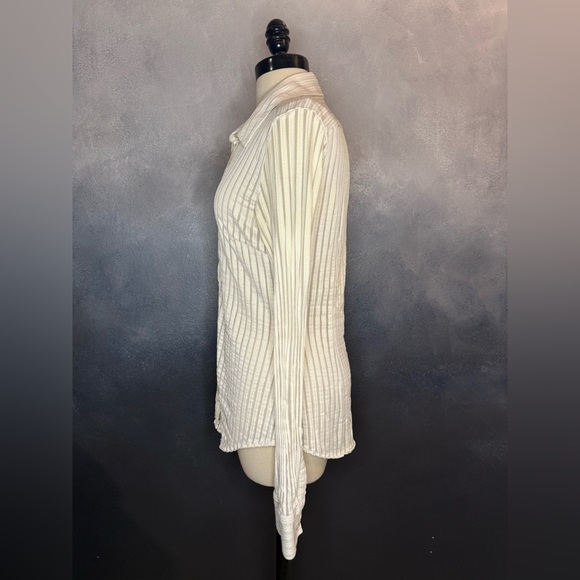 🤍Express Long Sleeve Button-Down Shirt - Size L - White with Silver Stripes🤍 - Picture 6 of 10